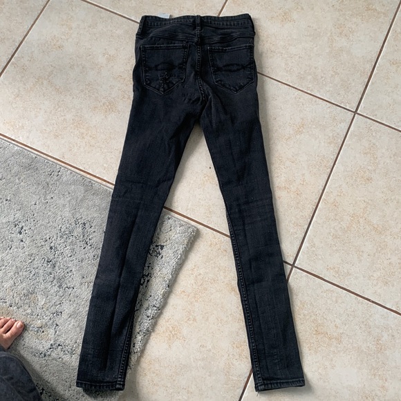 Abercrombie & Fitch black high waisted rise denim jeans size 2 26 distressed - Picture 6 of 7